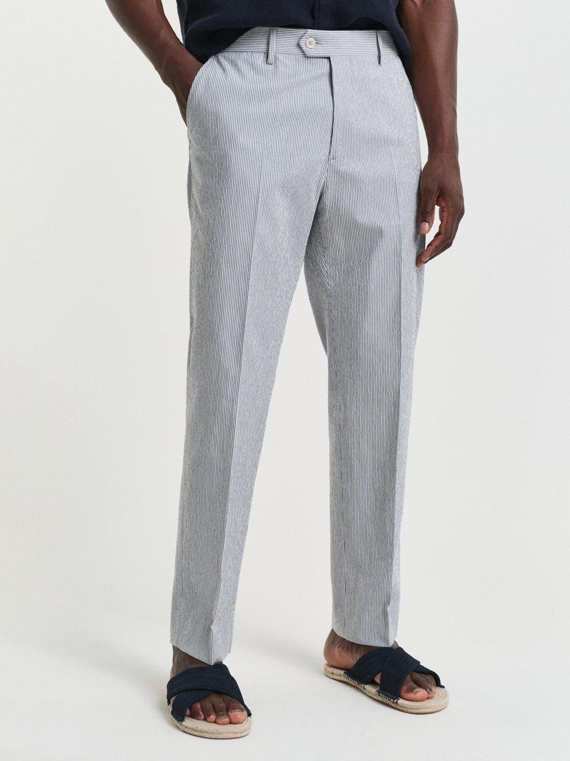 Product image 6 of 6, which shows GANT Tailored Fit Cotton Blend Seersucker Suit Trousers, Rich Blue, 32R