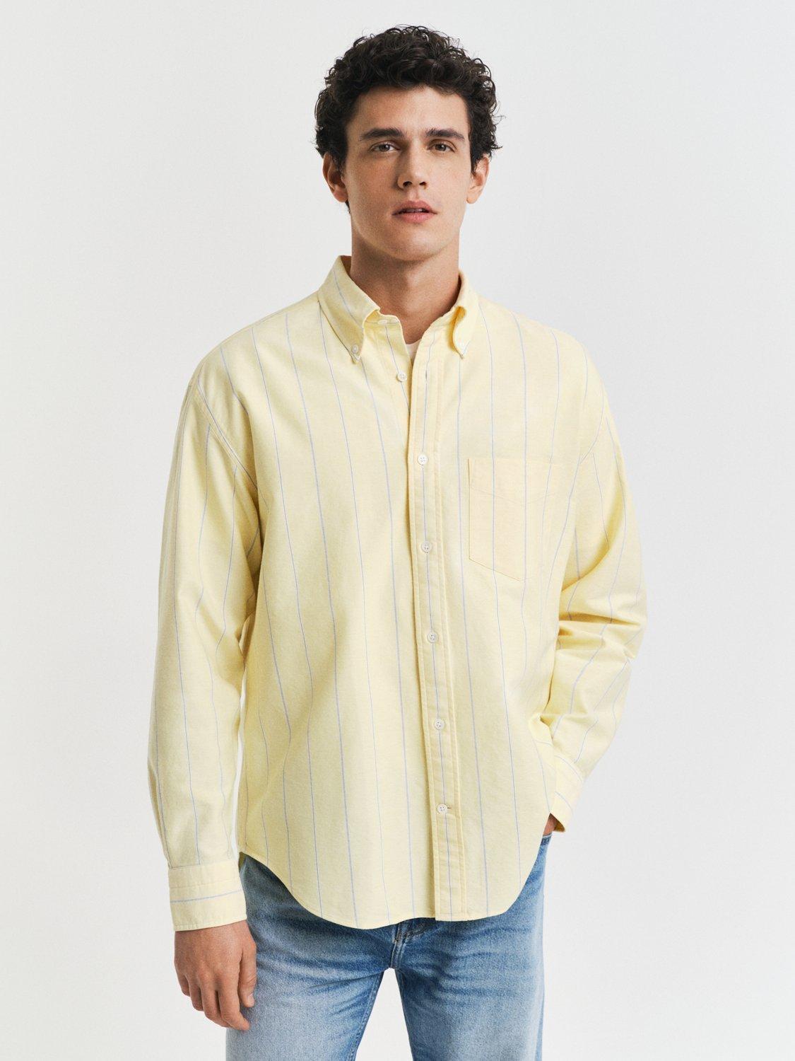 GANT Heritage Cotton Oxford Stripe Shirt, Banana Yellow