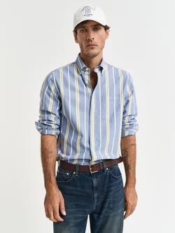 GANT Organic Cotton Regular Fit Stripe Oxford Shirt, Rich Blue, Rich Blue