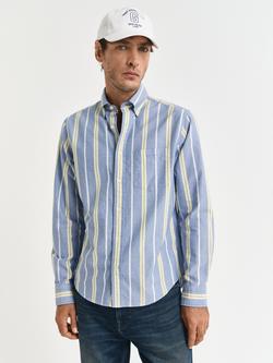 GANT Organic Cotton Regular Fit Stripe Oxford Shirt, Rich Blue - view 2, Rich Blue