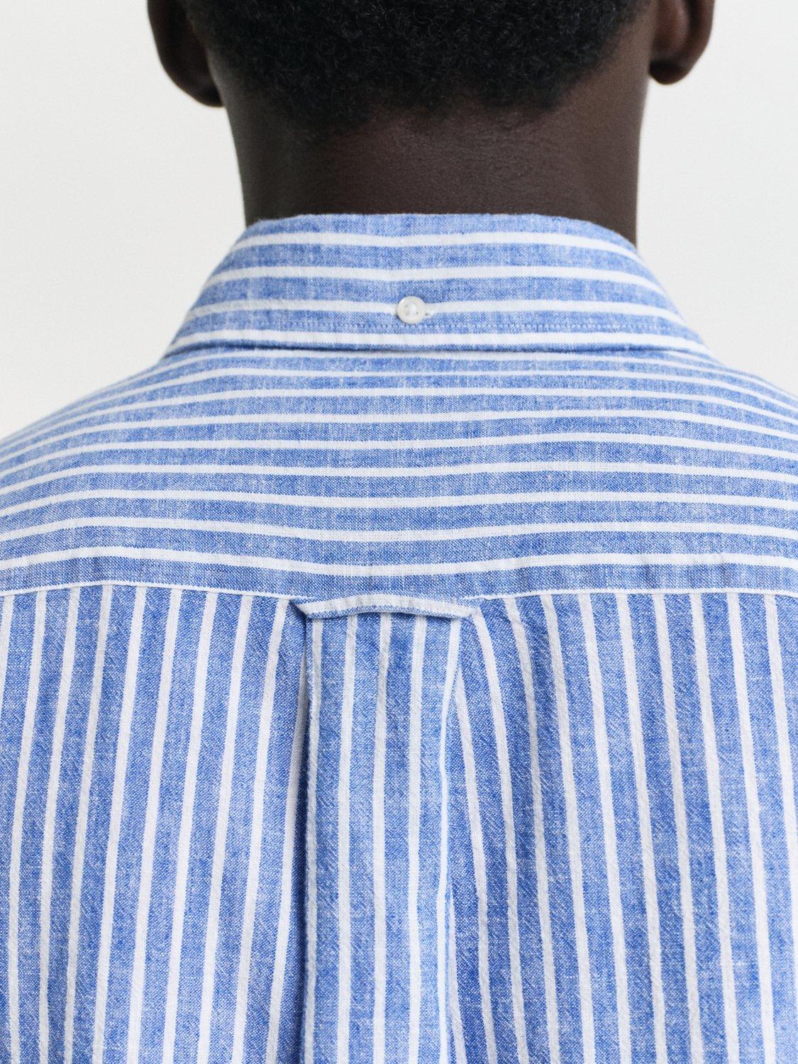 Product image 5 of 5, which shows GANT Linen Blend Regular Fit Stripe Shirt, Rich Blue, S