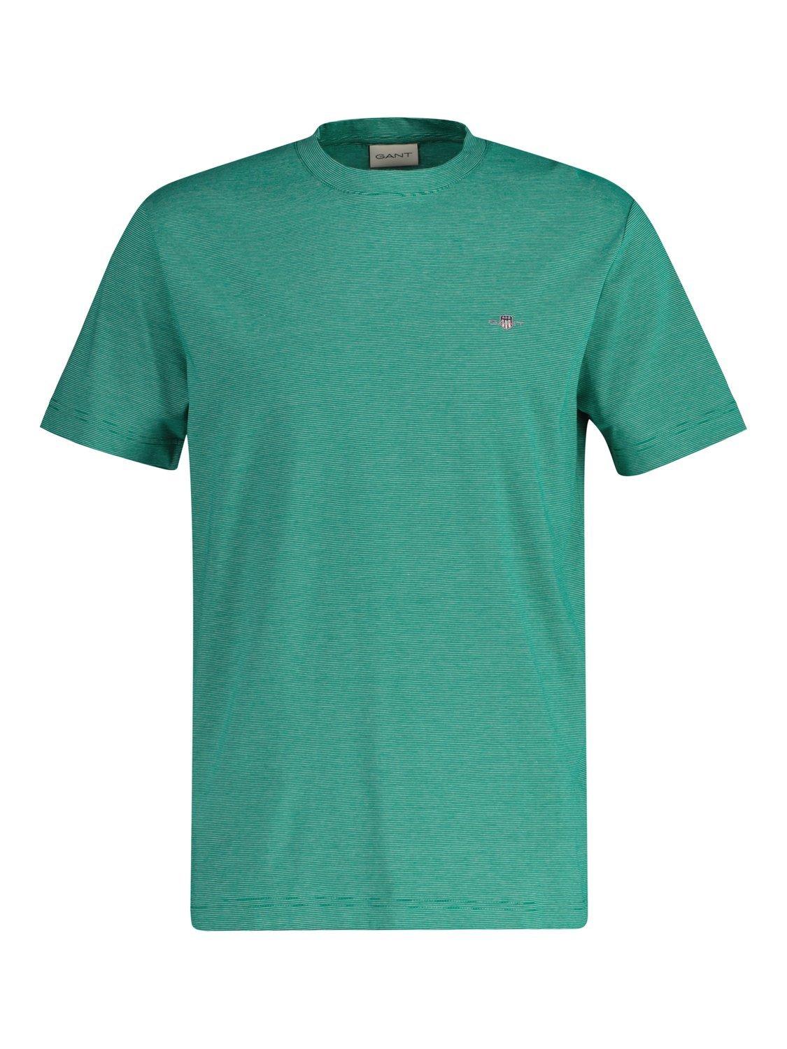 Product image 1 of 2, which shows GANT Cotton Regular Fit Short Sleeve Stripe T-Shirt, Butternut Green, XL