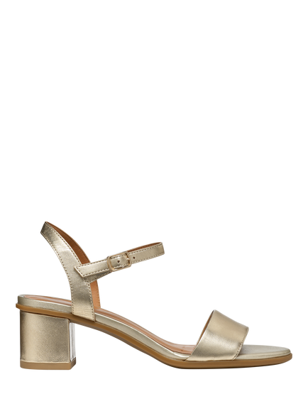 Geox Aurely 50 Suede Heeled Sandals, Lt Gold