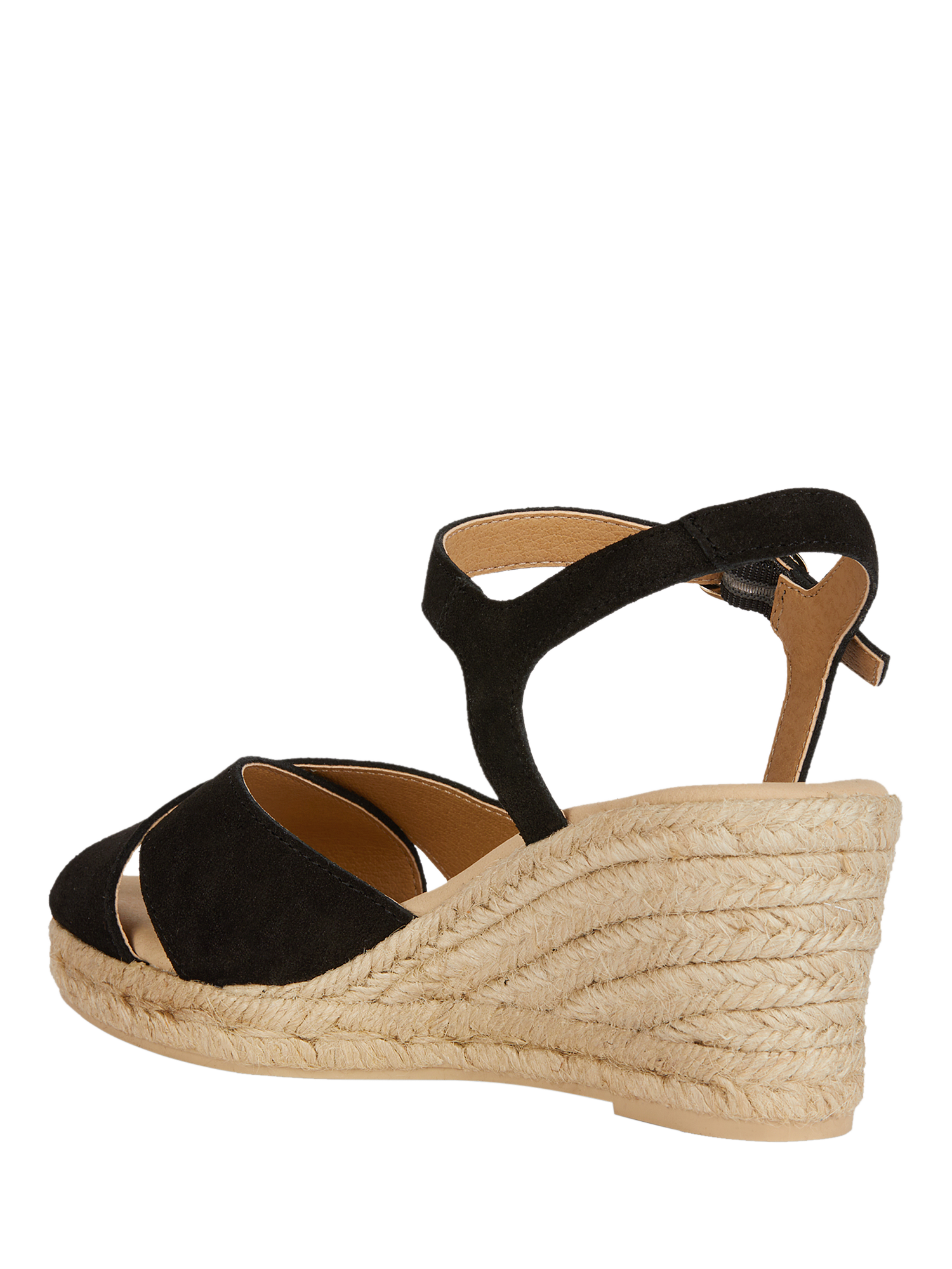 Product image 4 of 8, which shows Geox Gelsa Low C Suede Jute Wedge Heeled Sandals, Black, EU35