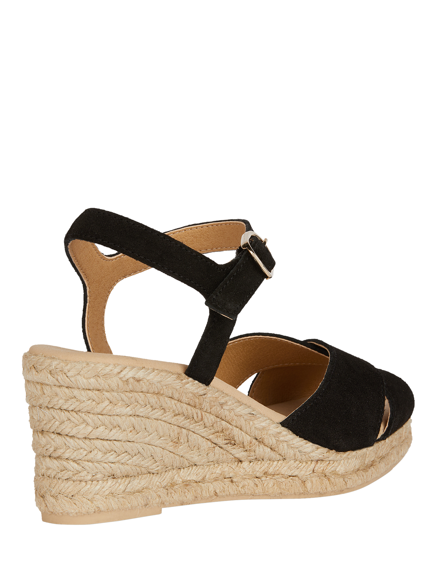Product image 5 of 8, which shows Geox Gelsa Low C Suede Jute Wedge Heeled Sandals, Black, EU35
