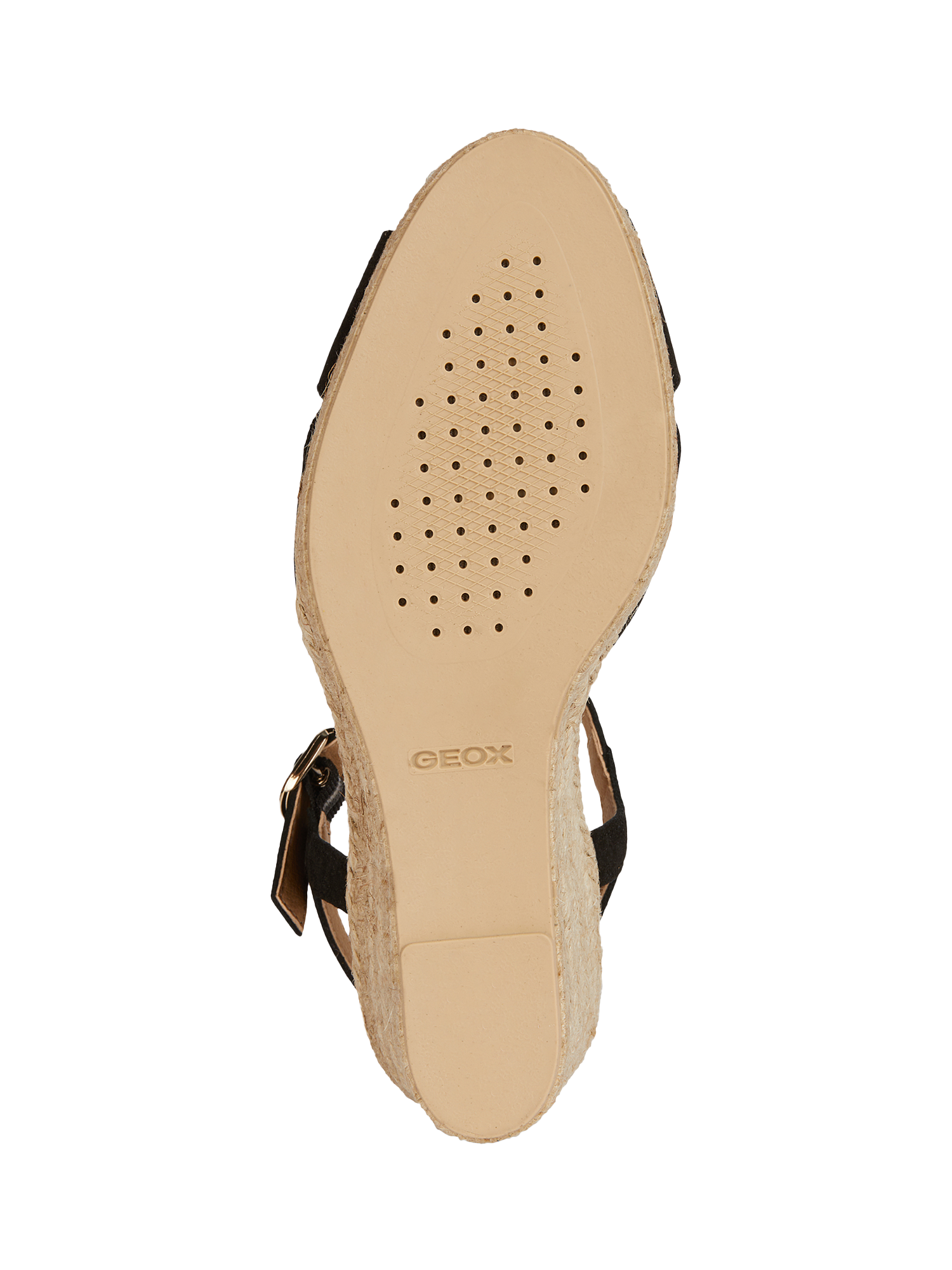 Product image 7 of 8, which shows Geox Gelsa Low C Suede Jute Wedge Heeled Sandals, Black, EU35