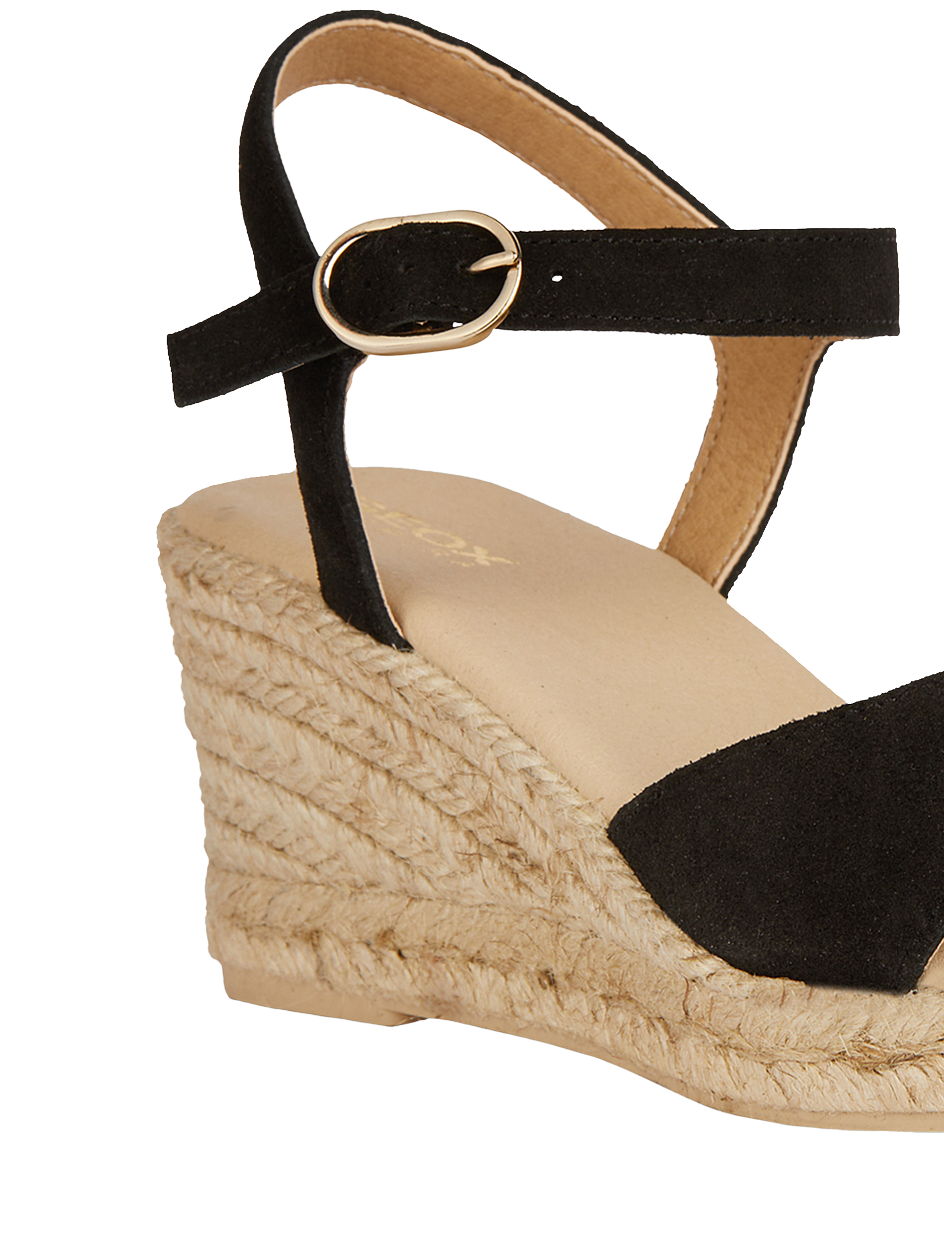 Product image 8 of 8, which shows Geox Gelsa Low C Suede Jute Wedge Heeled Sandals, Black, EU35