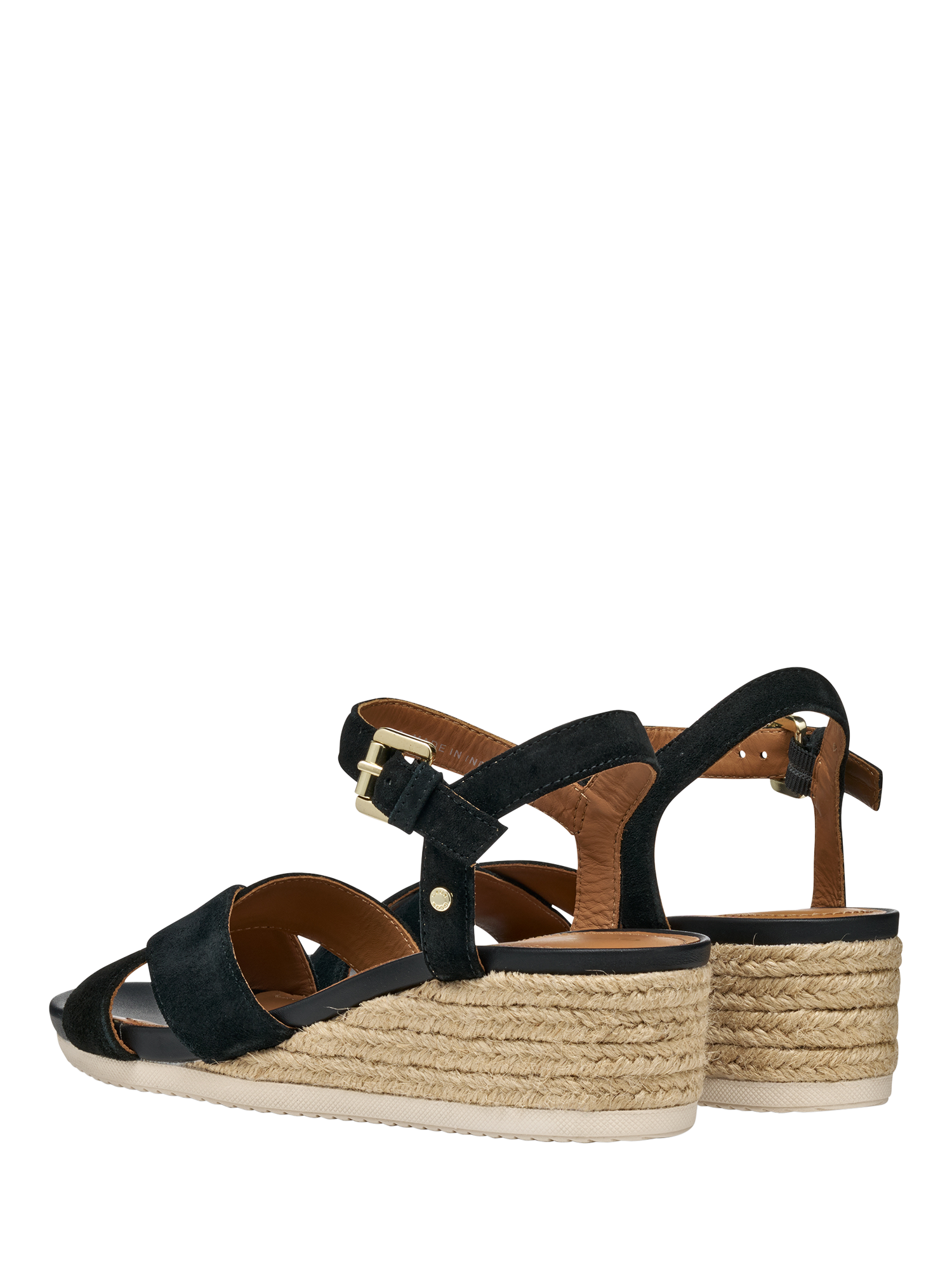 Product image 4 of 10, which shows Geox Ischia Corda B Suede Wedge Heeled Sandals, Black, EU38