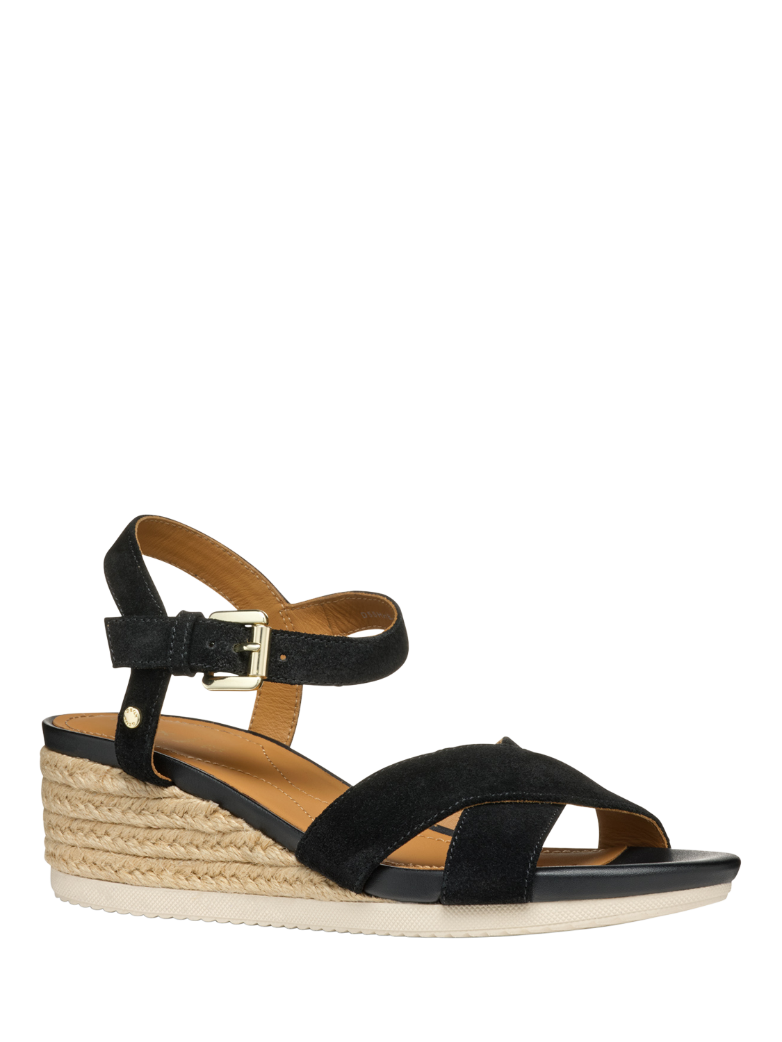 Product image 5 of 10, which shows Geox Ischia Corda B Suede Wedge Heeled Sandals, Black, EU38