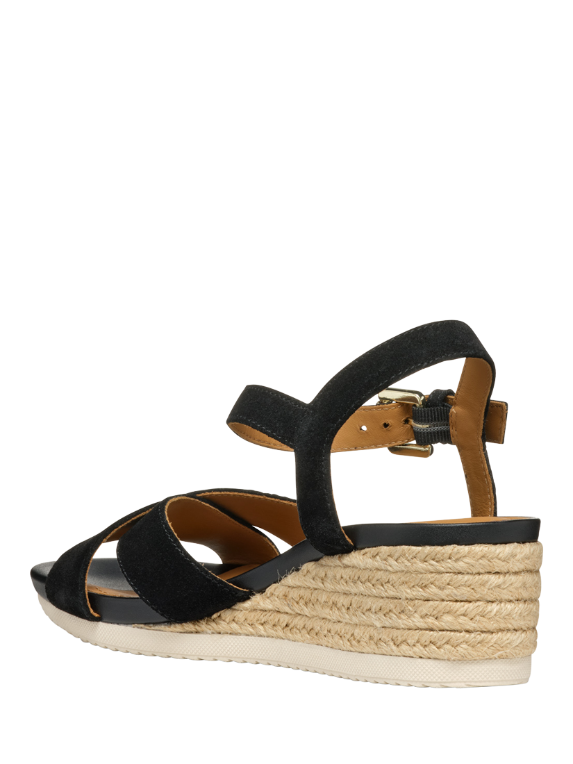 Product image 6 of 10, which shows Geox Ischia Corda B Suede Wedge Heeled Sandals, Black, EU38