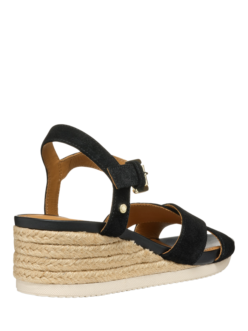 Product image 7 of 10, which shows Geox Ischia Corda B Suede Wedge Heeled Sandals, Black, EU38