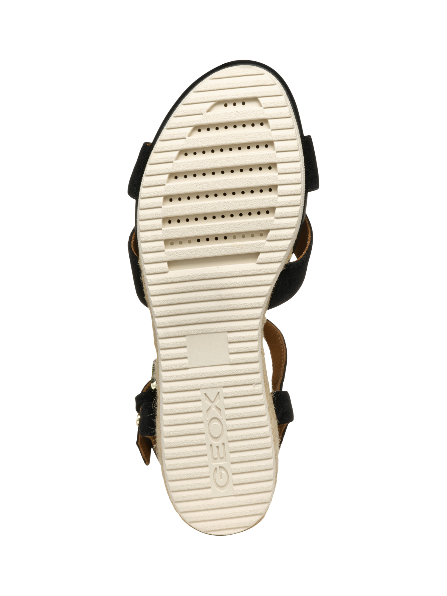 Product image 9 of 10, which shows Geox Ischia Corda B Suede Wedge Heeled Sandals, Black, EU38