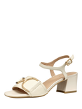 Geox New Eraklia 50 B Leather Block Heeled Sandals, Papyrus