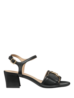 Geox New Eraklia 50 B Leather Block Heeled Sandals, Black