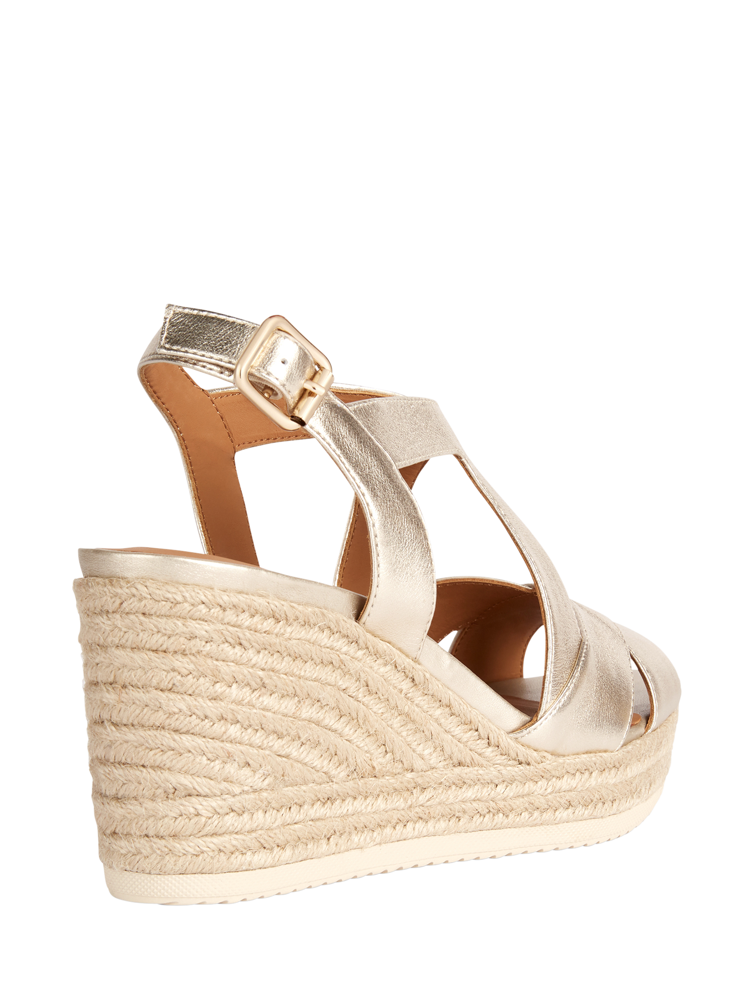 Product image 4 of 6, which shows Geox Ponza C Metallic Leather Wedge Heeled Sandals, Light Gold, EU35