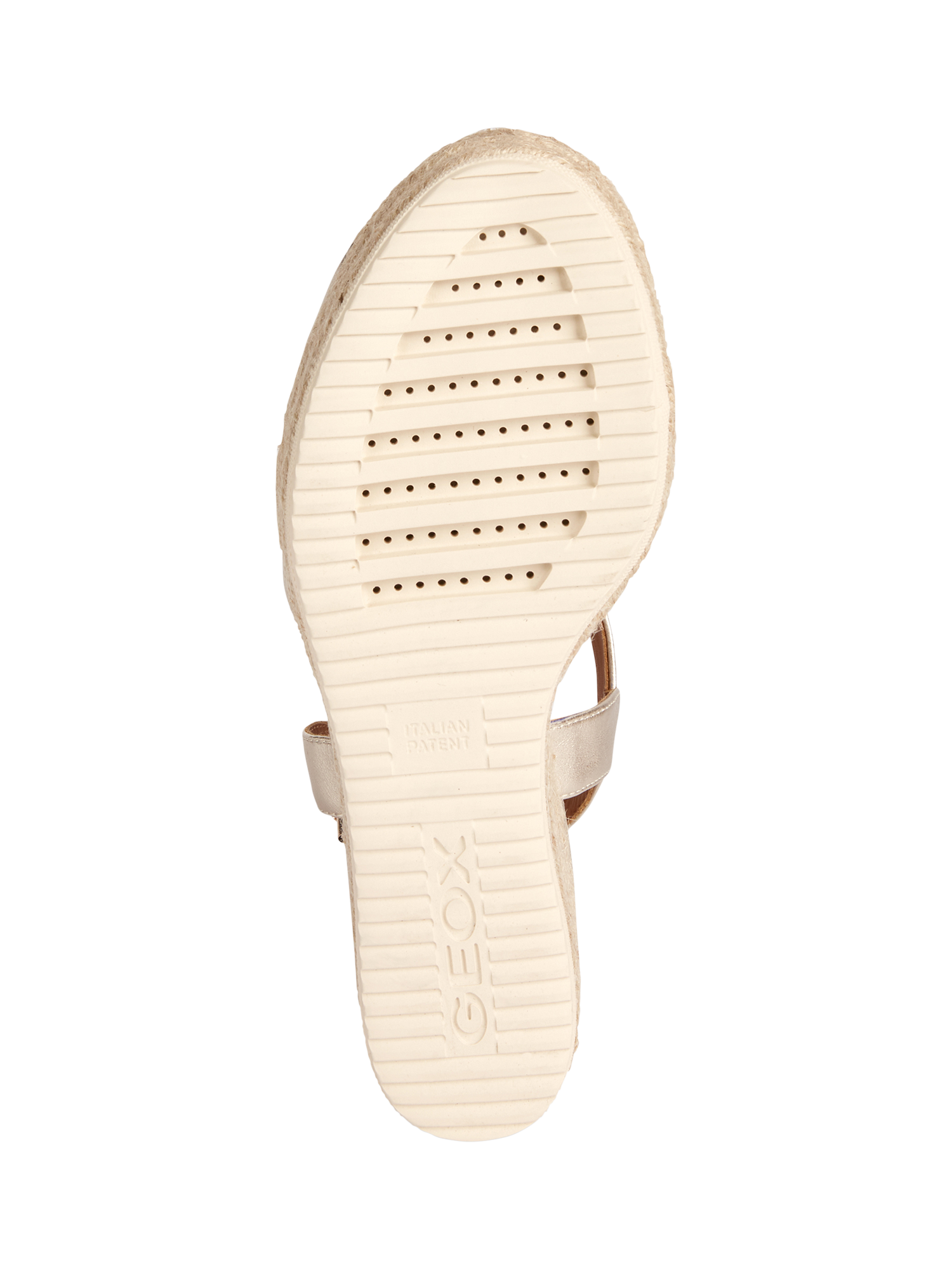 Product image 6 of 6, which shows Geox Ponza C Metallic Leather Wedge Heeled Sandals, Light Gold, EU35