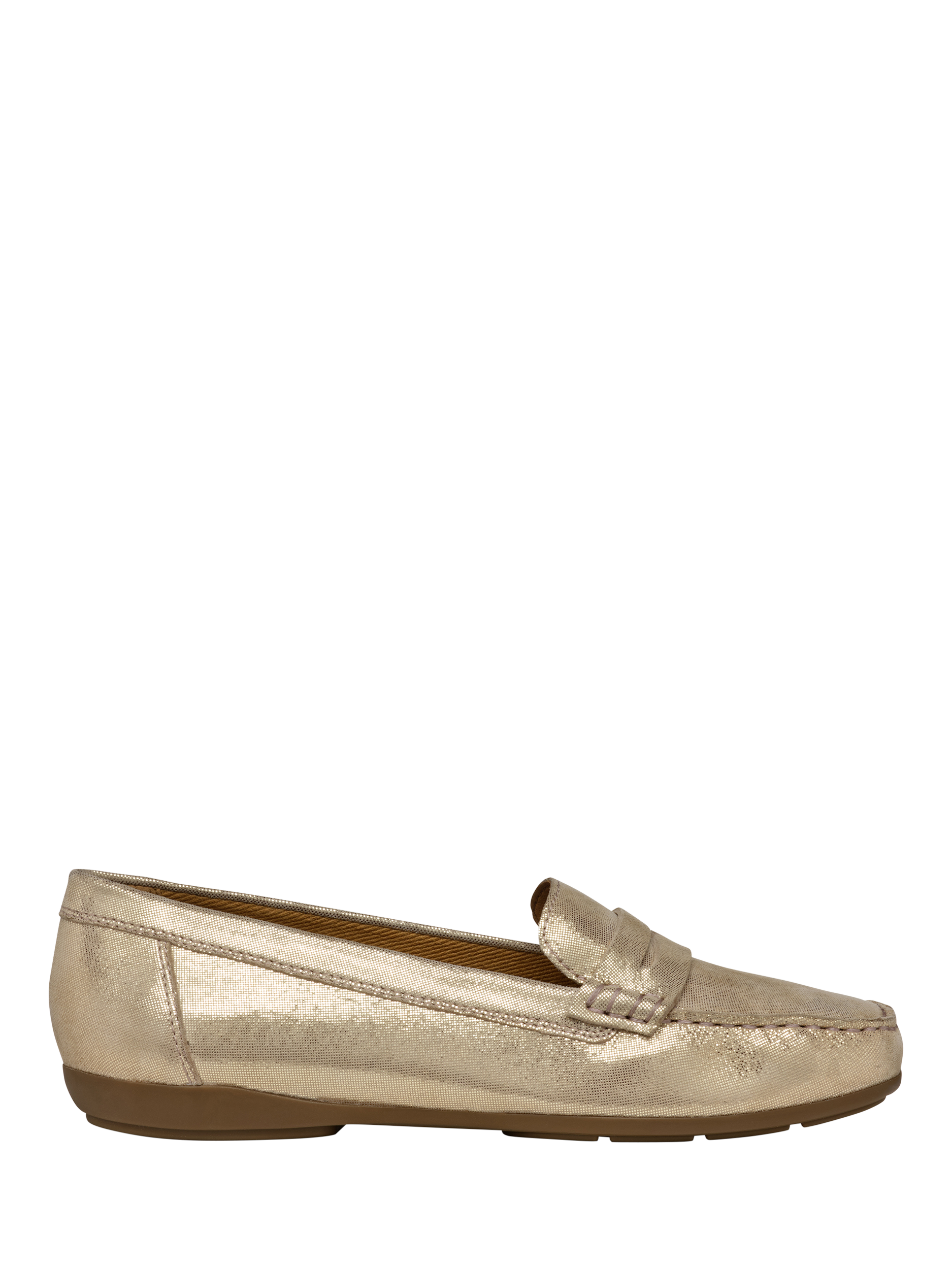 Product image 1 of 6, which shows Geox Annytah Moc Leather Loafers, Gold, EU35