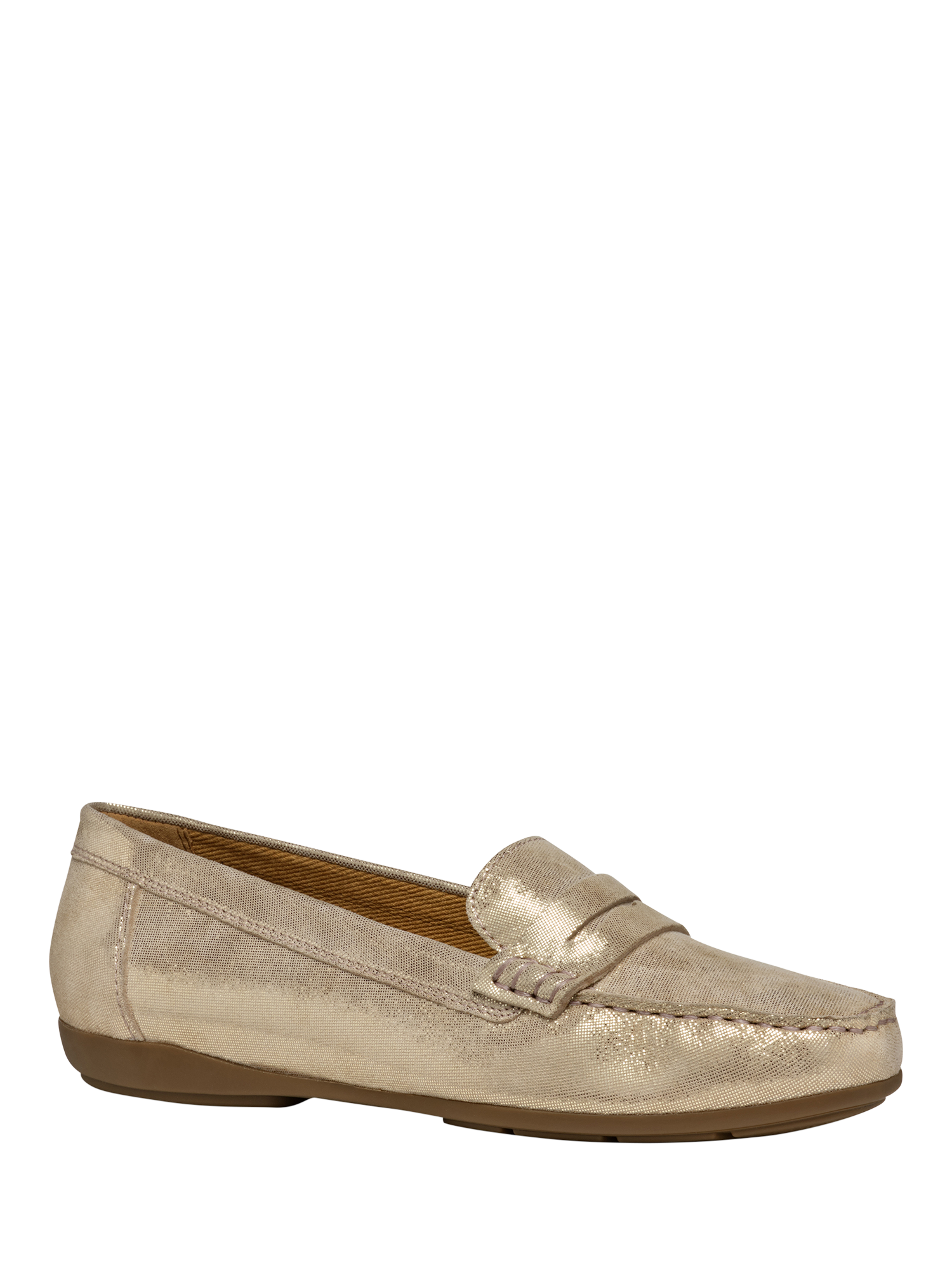 Product image 2 of 6, which shows Geox Annytah Moc Leather Loafers, Gold, EU35