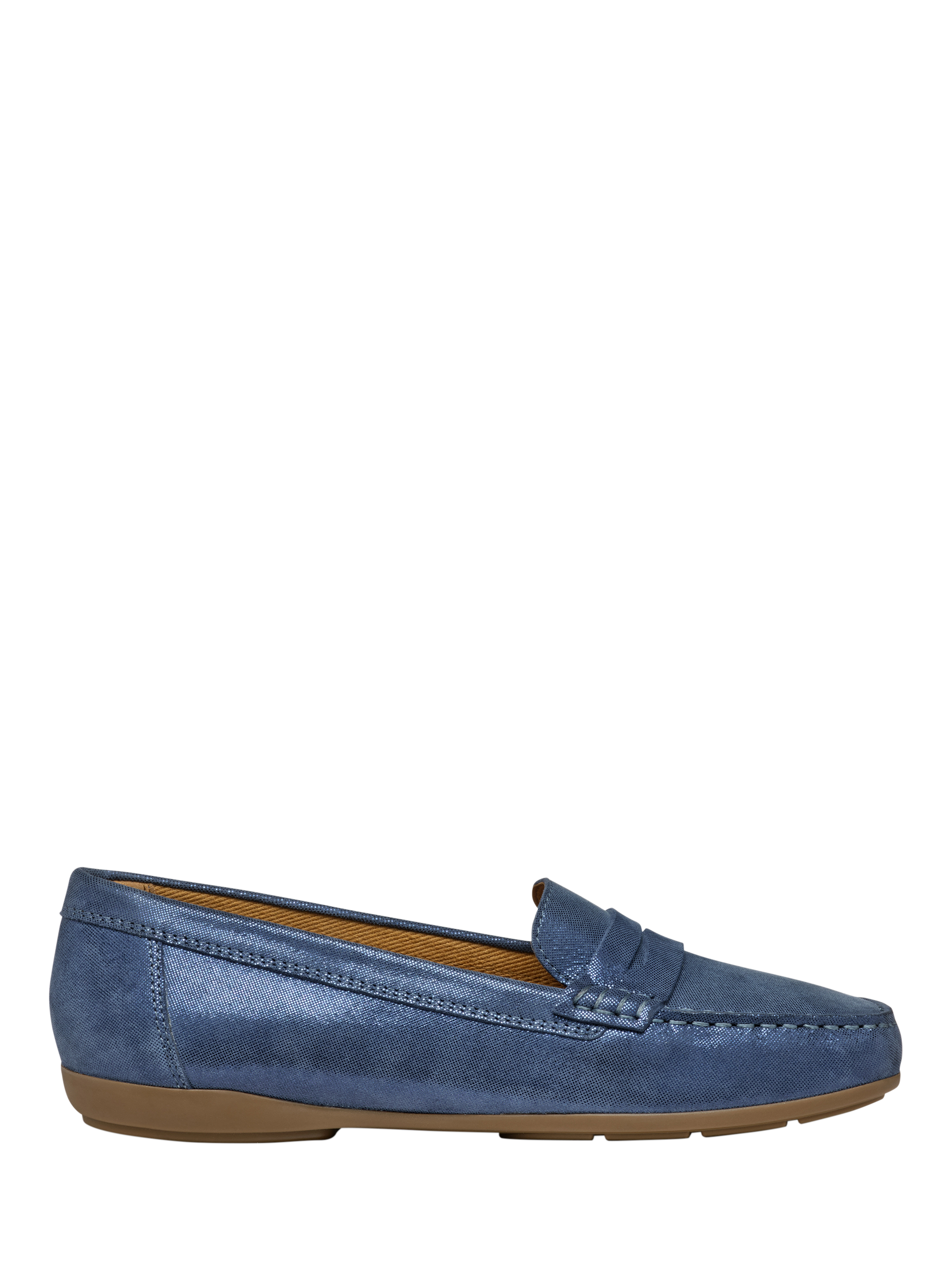 Product image 1 of 6, which shows Geox Annytah Moc Leather Loafers, Blue, EU35