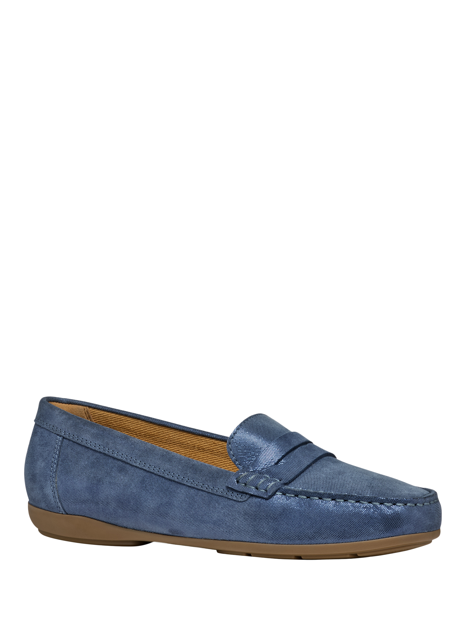 Product image 2 of 6, which shows Geox Annytah Moc Leather Loafers, Blue, EU35