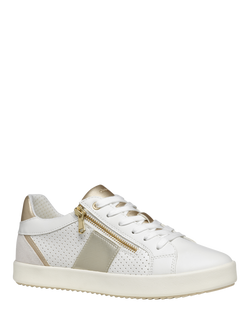 Geox Blomiee Metallic Accent Low Cut Trainers - view 2, White/Off White