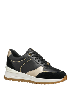 Geox Desya Leather Trainers - view 2, Black/Light Gold
