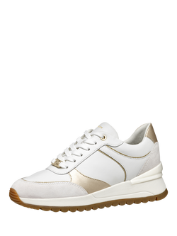 Geox Desya Leather Trainers - view 2, White/Light Gold