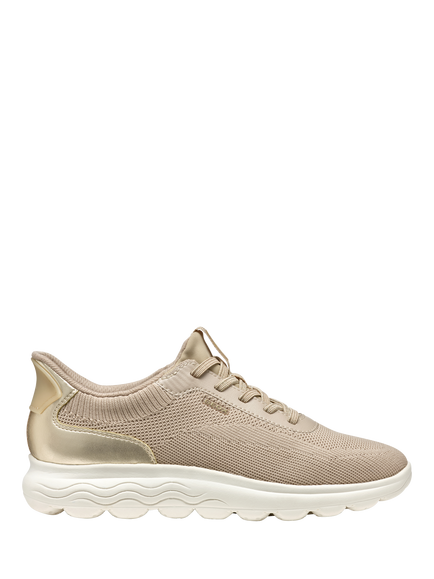 Geox Spherica Plus Lace Up Trainers, Light Taupe/Light Gold