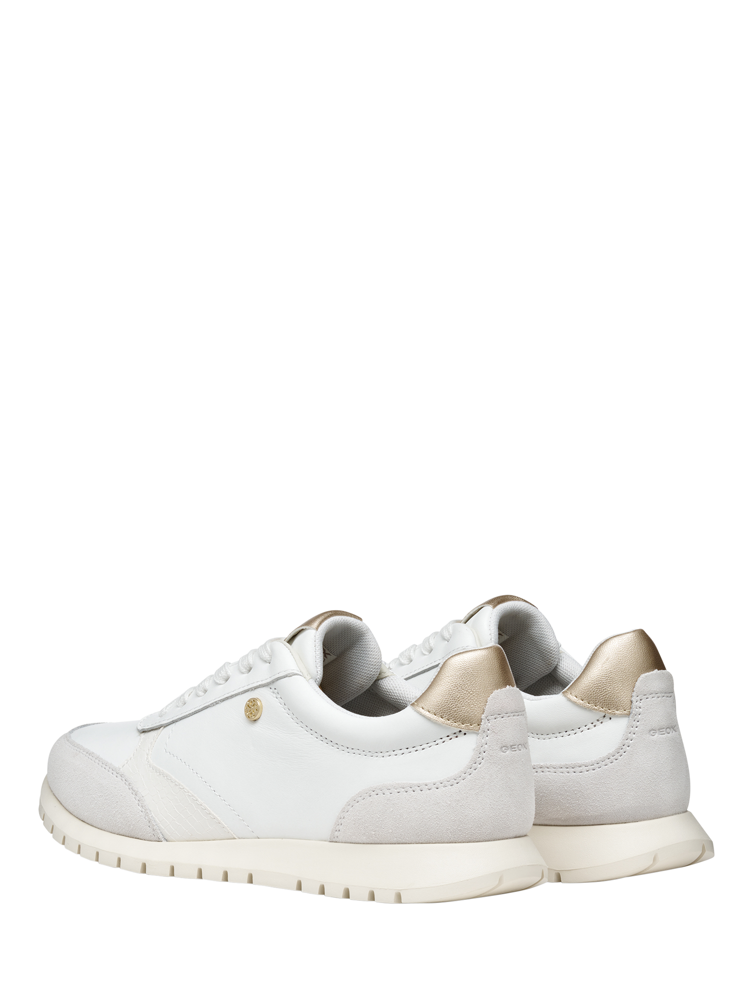 Product image 4 of 10, which shows Geox Sukie 2.0 Leather and Suede Lace Up Trainers, White/Off White, EU35
