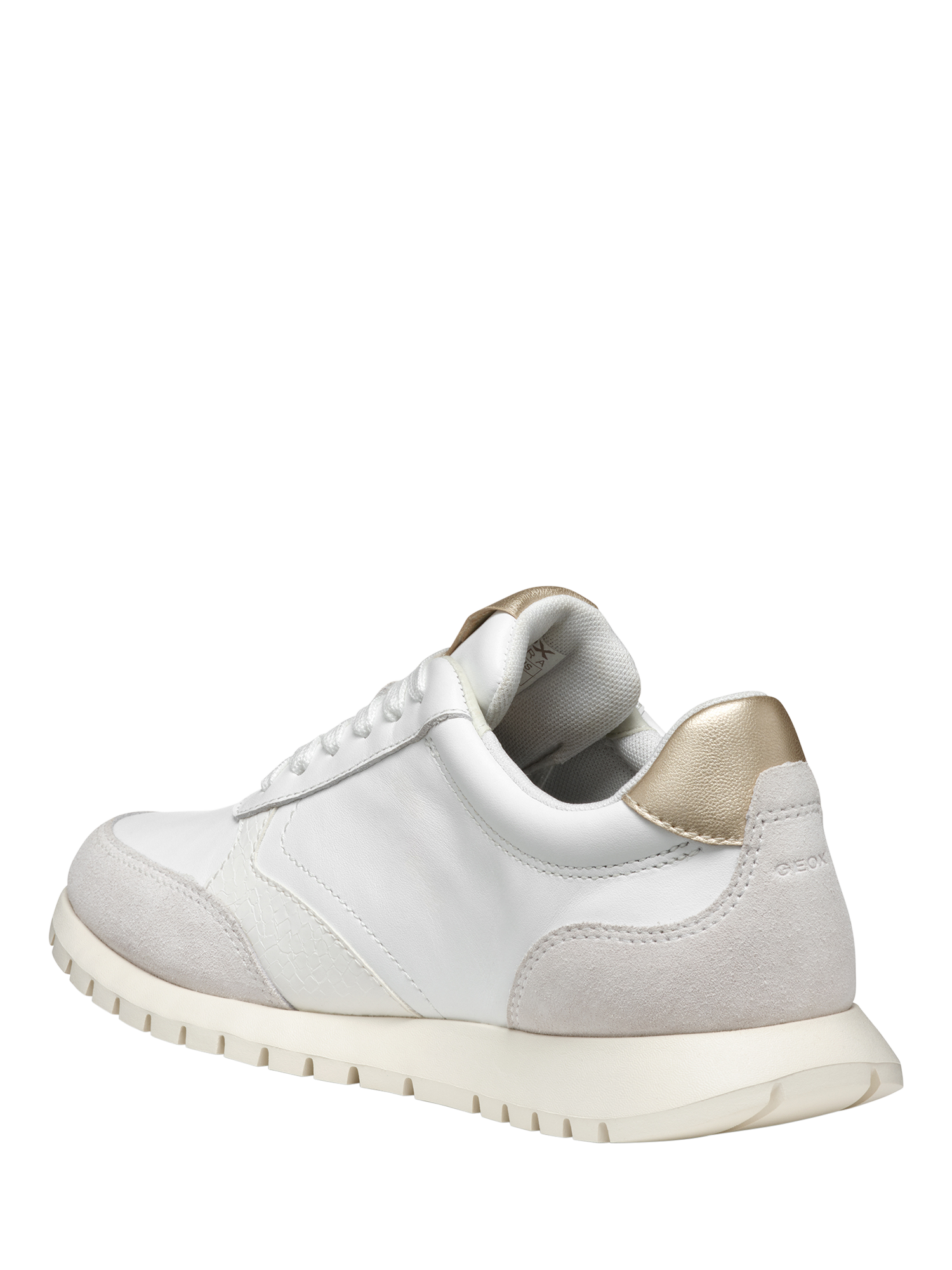 Product image 6 of 10, which shows Geox Sukie 2.0 Leather and Suede Lace Up Trainers, White/Off White, EU35