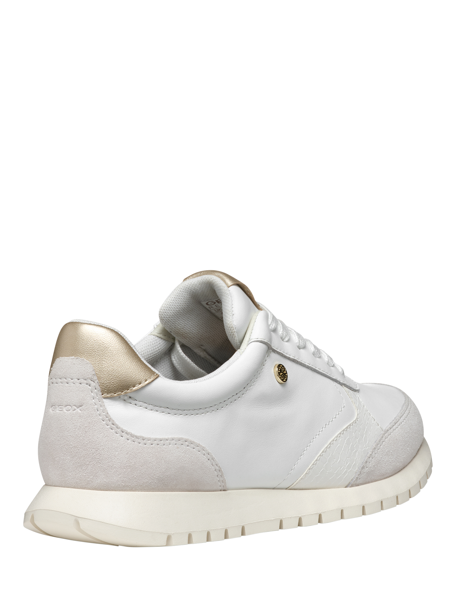 Product image 7 of 10, which shows Geox Sukie 2.0 Leather and Suede Lace Up Trainers, White/Off White, EU35