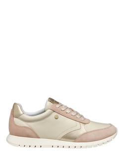 Geox Sukie 2.0 Leather and Suede Lace Up Trainers, Papyrus/Nude