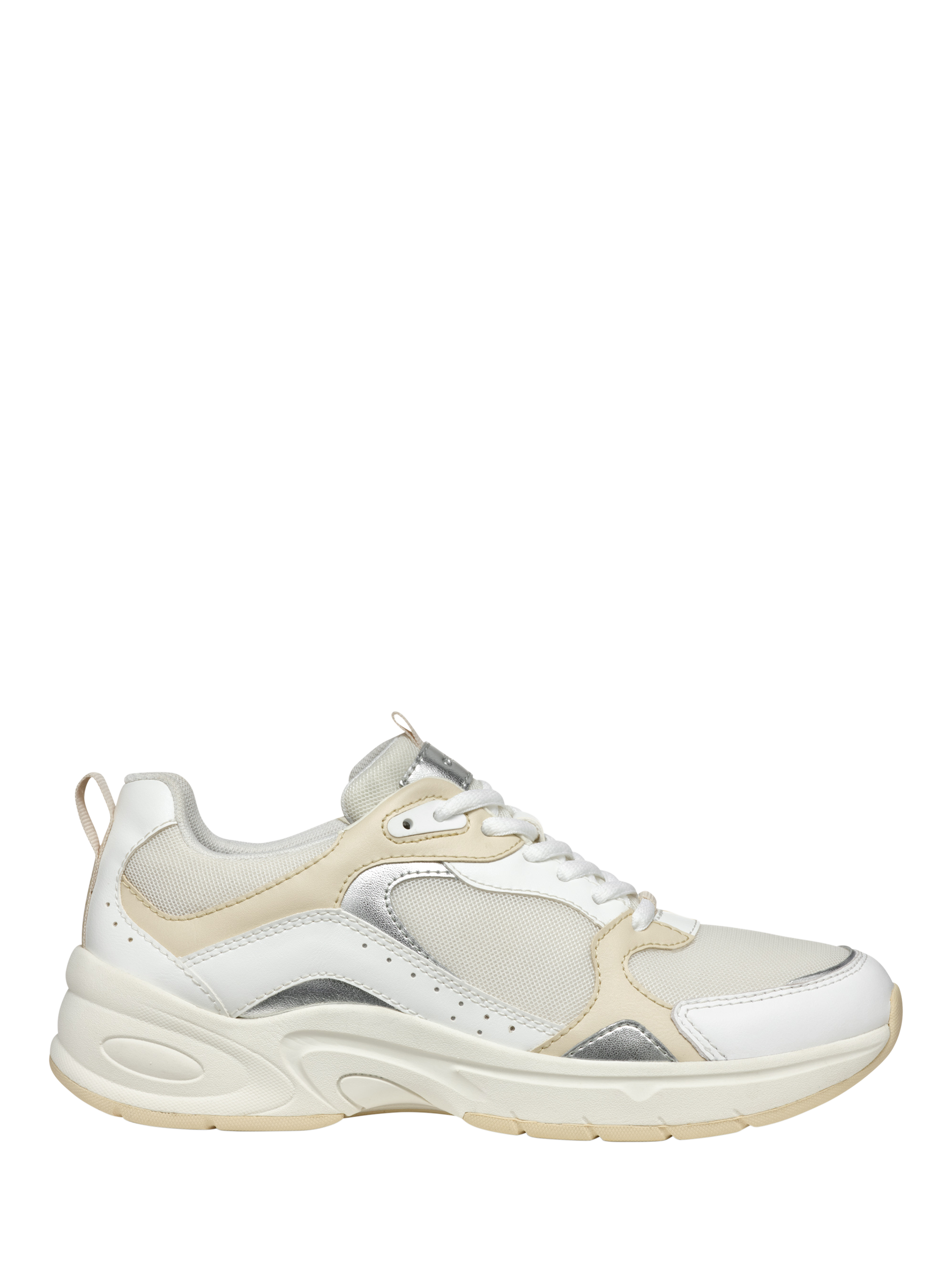 Product image 1 of 6, which shows Geox Zarvia Lace Up Trainers, White/Papyrus, EU36