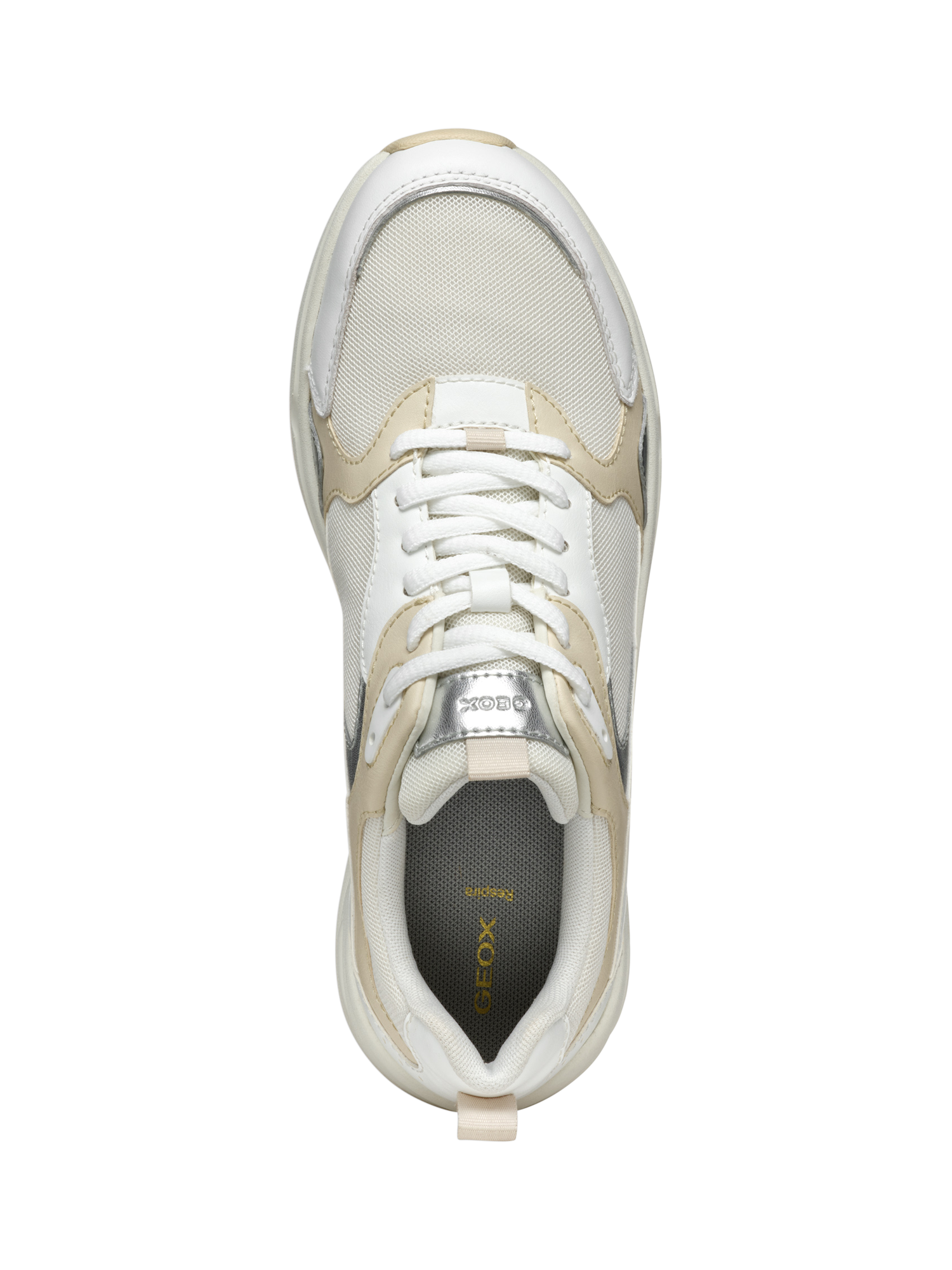Product image 5 of 6, which shows Geox Zarvia Lace Up Trainers, White/Papyrus, EU36