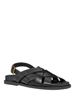 Geox Adelash A Leather Lattice Strap Sandals - view 2, Black