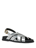 Geox Adelash A Leather Lattice Strap Sandals, Silver