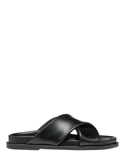 Geox Adelash B Leather Cross Strap Sandals, Black, Black