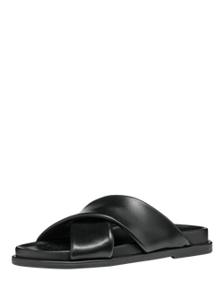 Geox Adelash B Leather Cross Strap Sandals, Black - view 2, Black