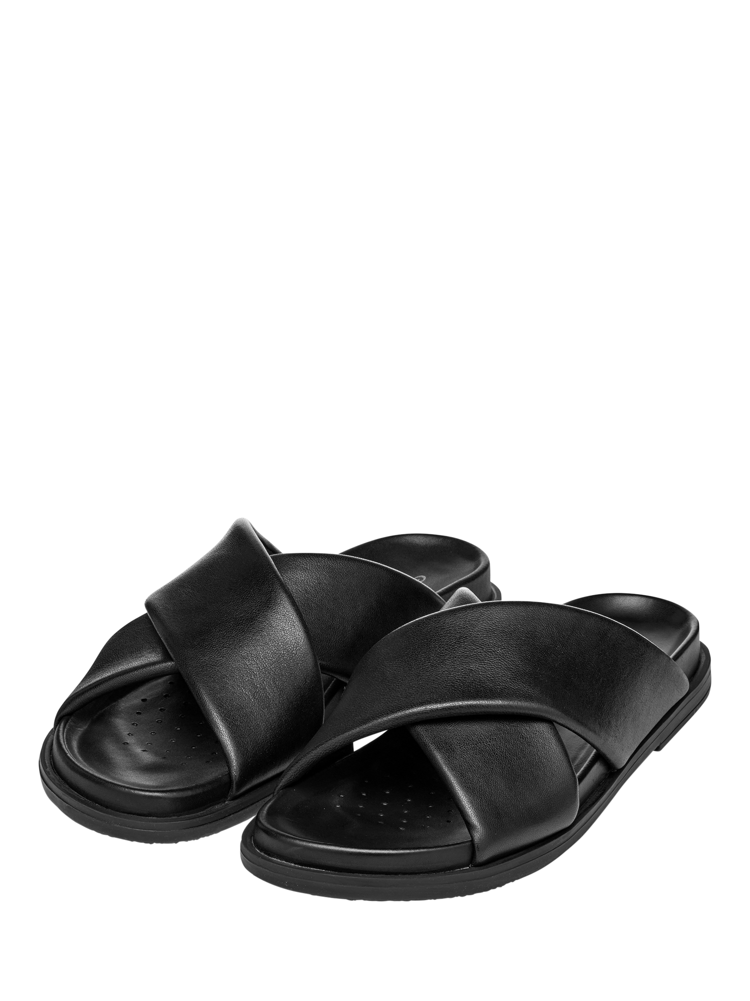Product image 3 of 10, which shows Geox Adelash B Leather Cross Strap Sandals, Black, EU36