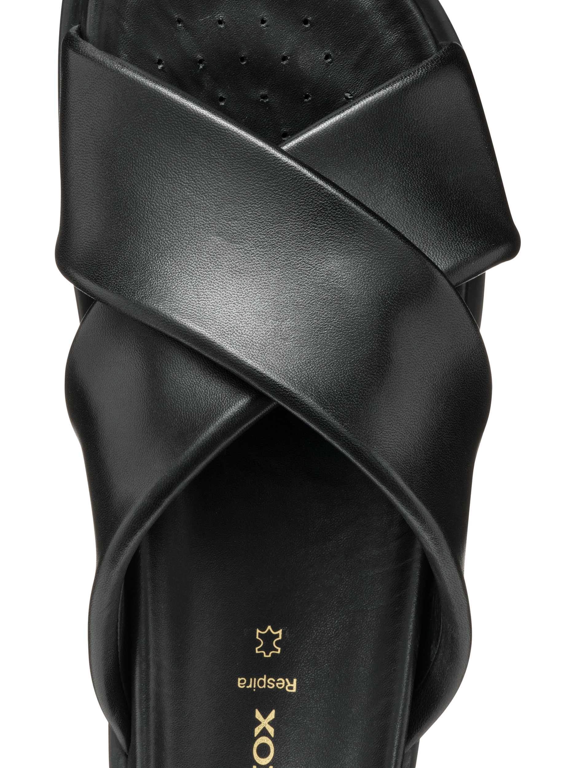 Product image 10 of 10, which shows Geox Adelash B Leather Cross Strap Sandals, Black, EU36