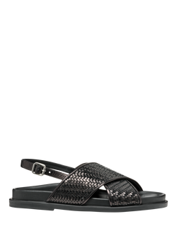 Geox Adelash E Leather Woven Cross Strap Slingback Sandals, Black, Black