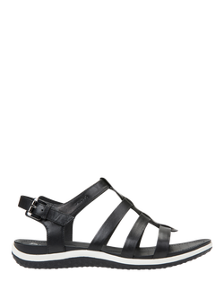 Geox Vega A Leather Fisherman Sandals, Black