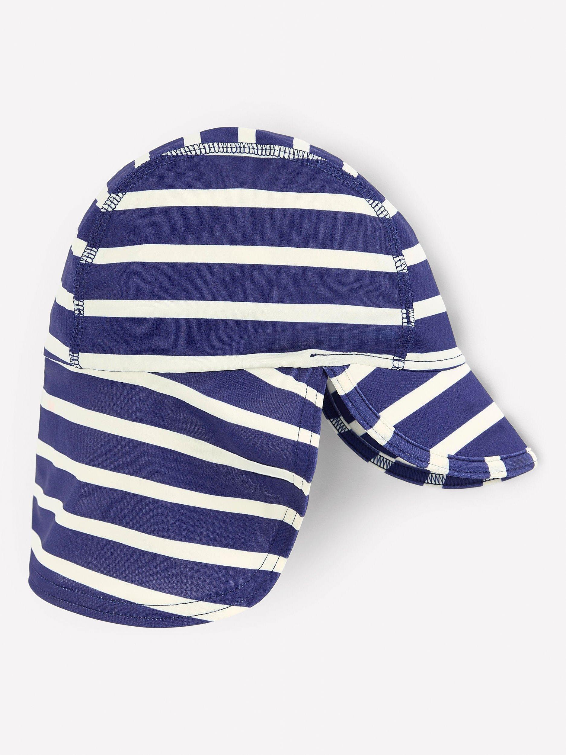 Mini Boden Baby Fun Stripe Sun-Safe Hat, Navy/Ivory