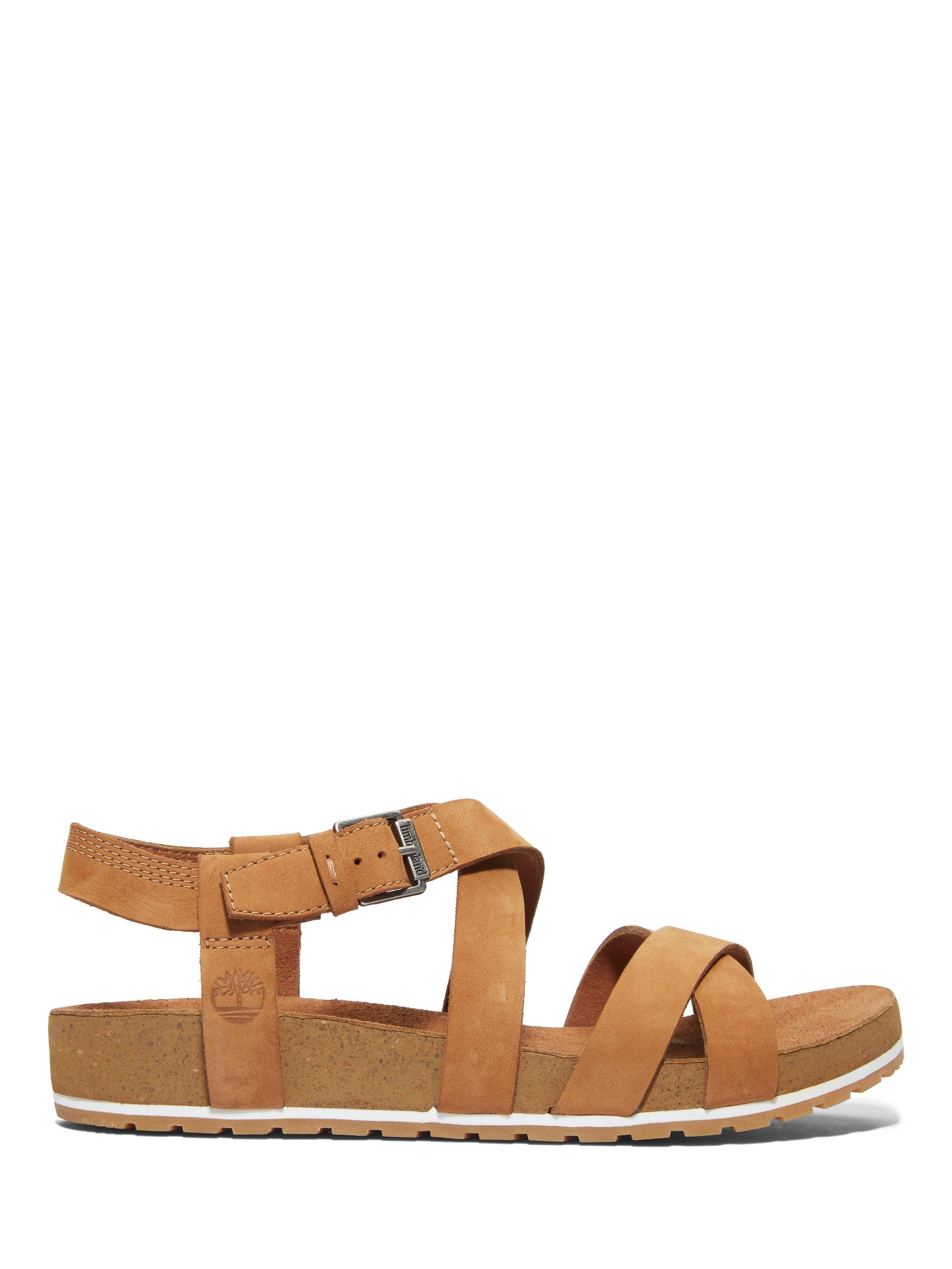 Product image 1 of 6, which shows Timberland Malibu Leather Strappy Footbed Sandals, Tan, 6