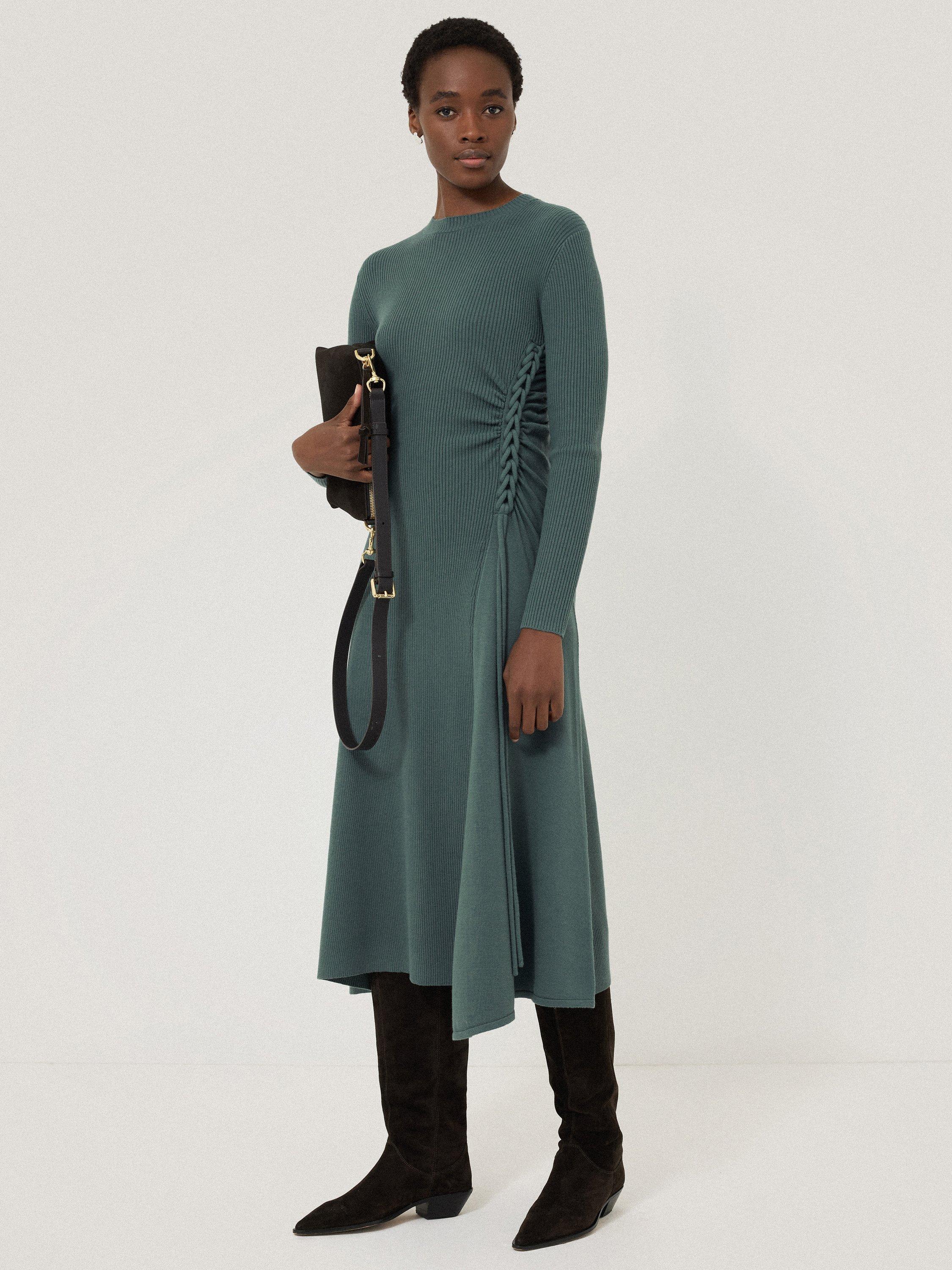 Product image 1 of 6, which shows Jigsaw Braided Knit Dress, Blue, L