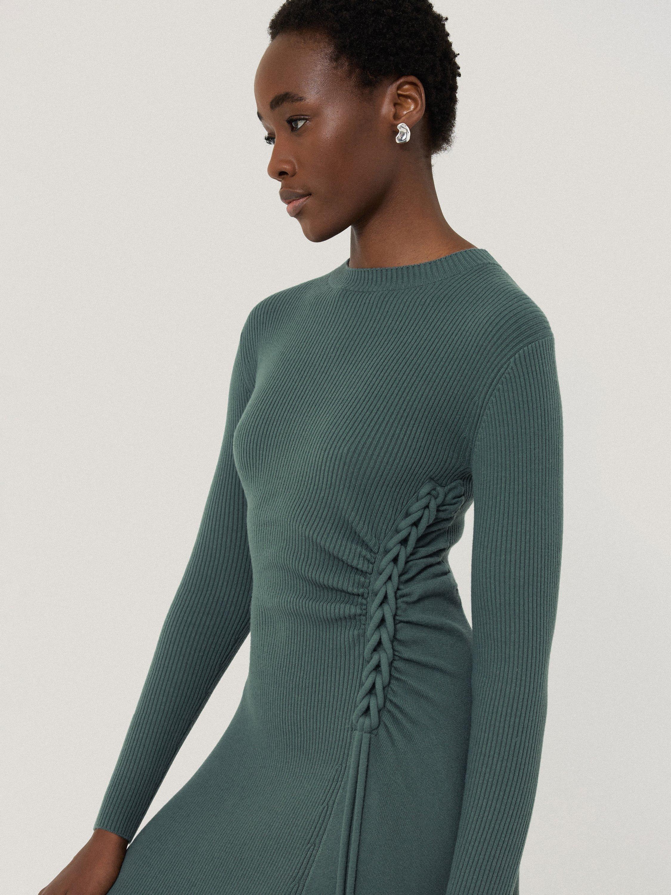 Product image 3 of 6, which shows Jigsaw Braided Knit Dress, Blue, L
