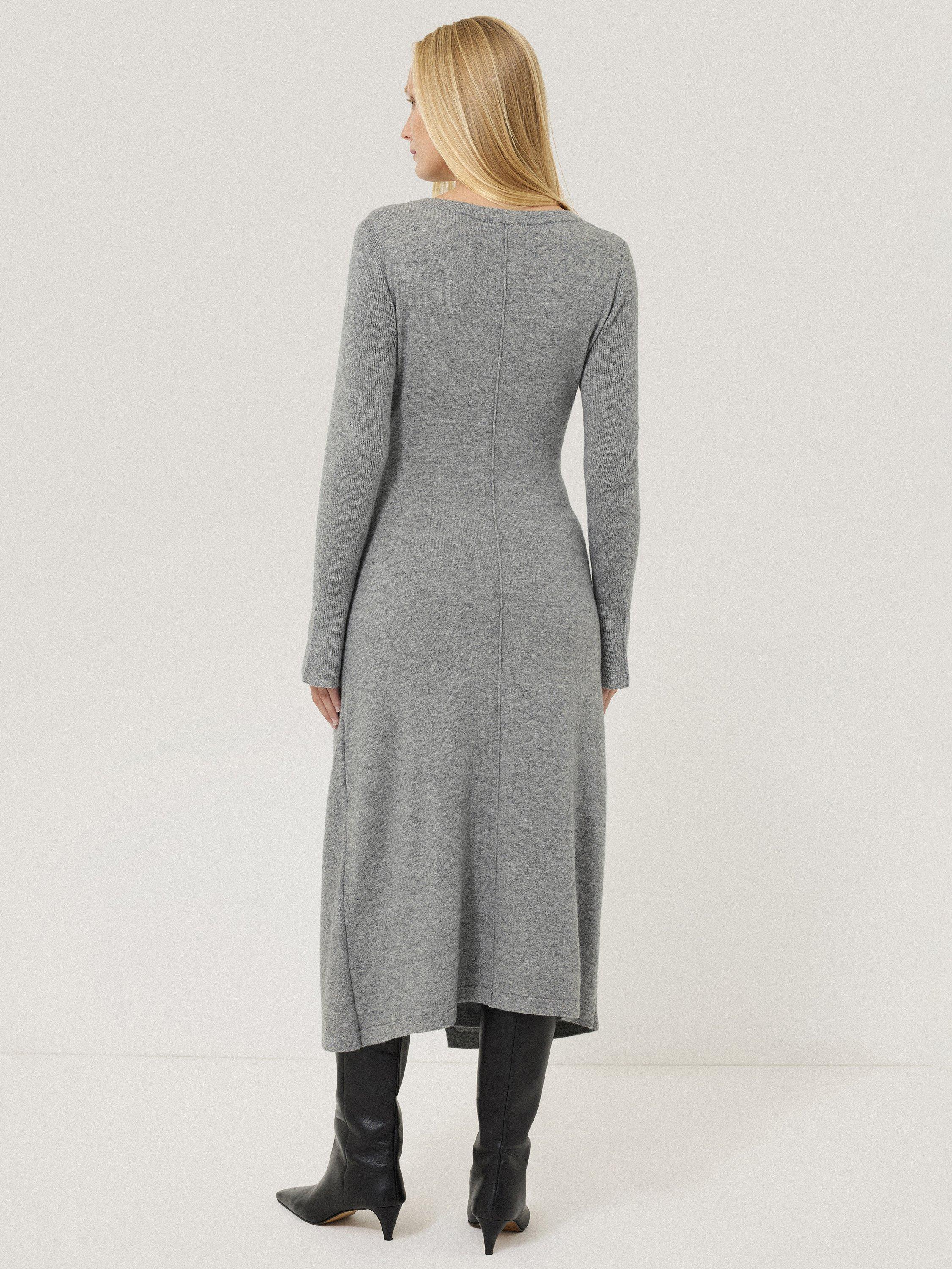Product image 2 of 7, which shows Jigsaw Knot Belt Wool Rich Dress, Grey, S