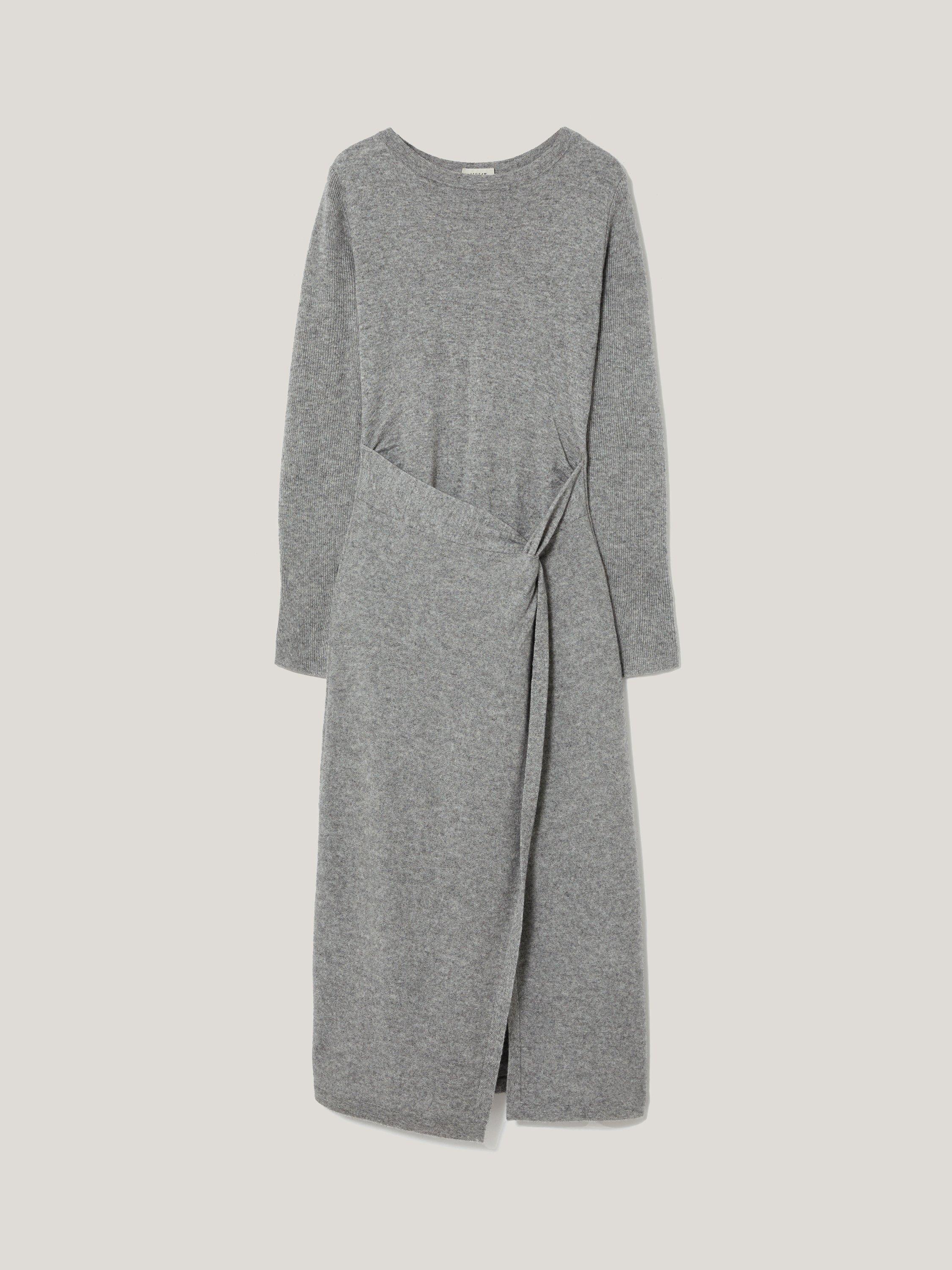 Product image 5 of 7, which shows Jigsaw Knot Belt Wool Rich Dress, Grey, S