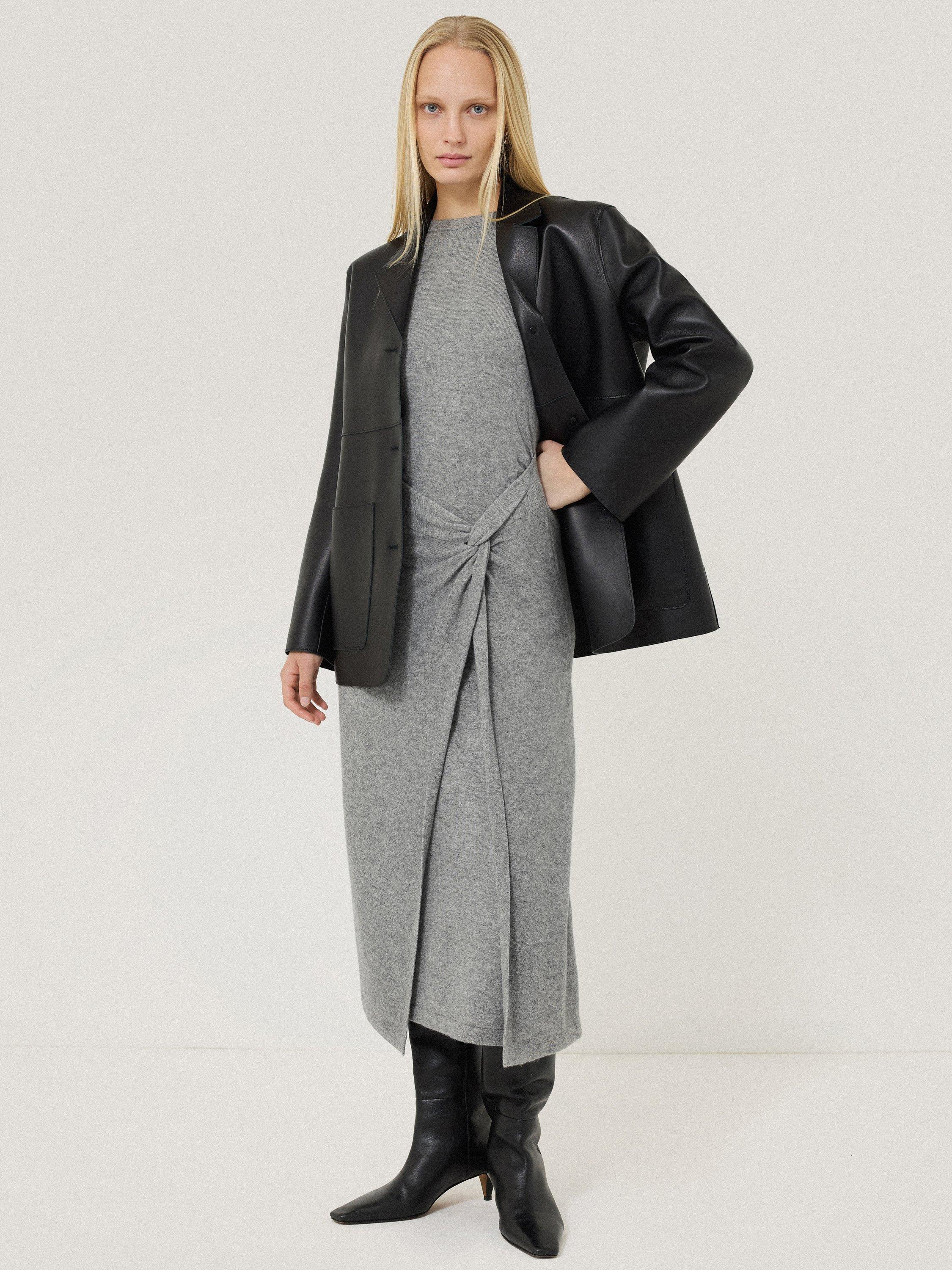 Product image 6 of 7, which shows Jigsaw Knot Belt Wool Rich Dress, Grey, S