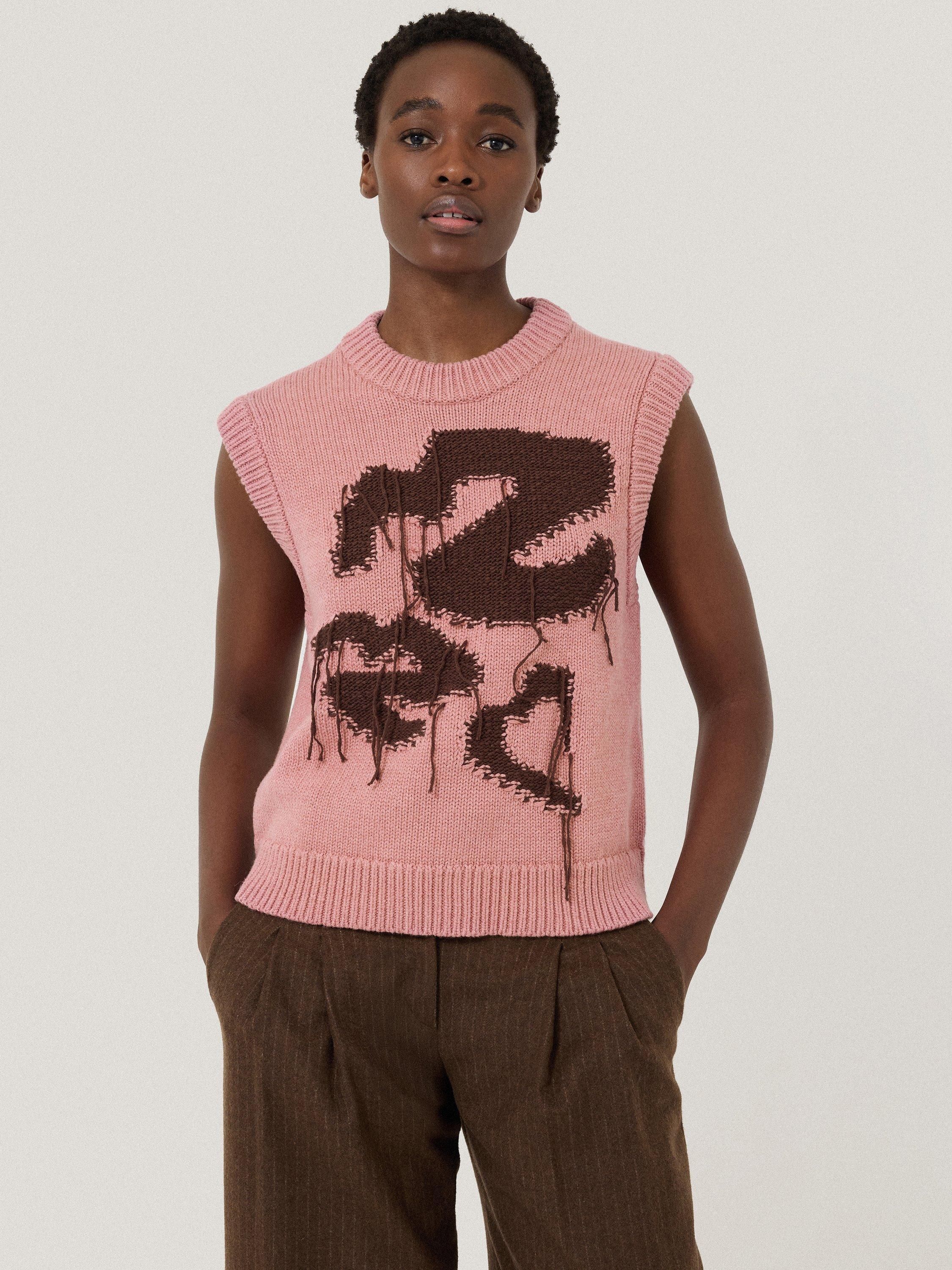 Product image 1 of 8, which shows Jigsaw Graffiti Lips Tank Top, Pink/Brown, XS